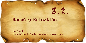 Barbély Krisztián névjegykártya